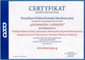 Certyfikat PKA Automatyka i Robotyka